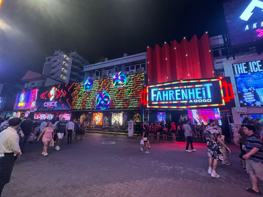 Pattaya gogo bar entrance and neon lights